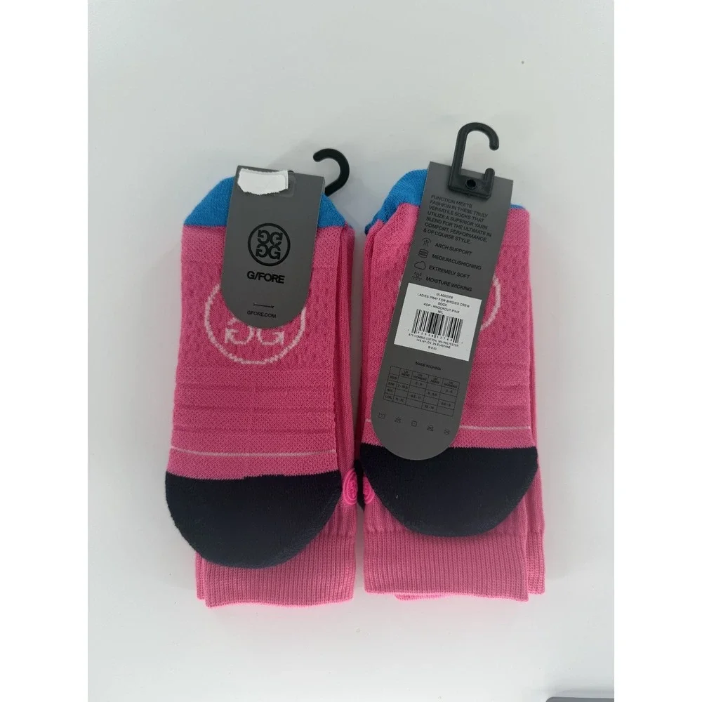 G/Fore Men's Golf Crew Socks Small/Medium Knockout Pink 2 Pairs Pray For Birdies